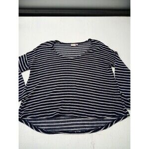 Mudd Big Loose Fit Long Sleeve Blue & White Striped Stretch Sweater - Size L